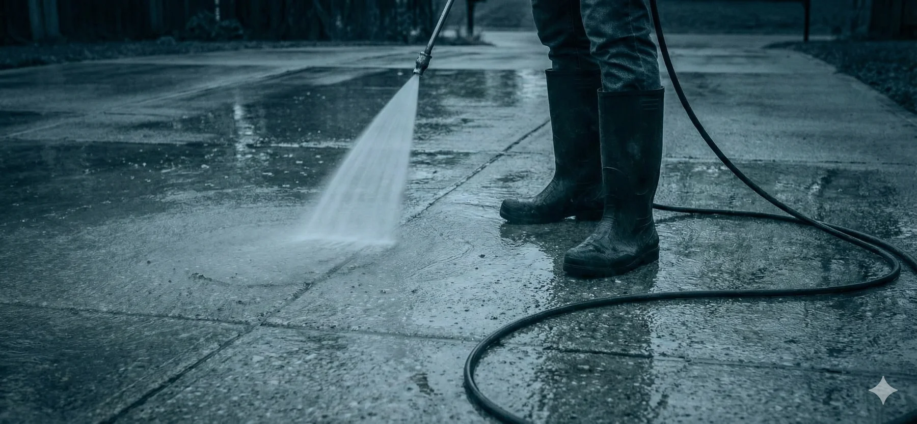 Water washing across a concrete surface
